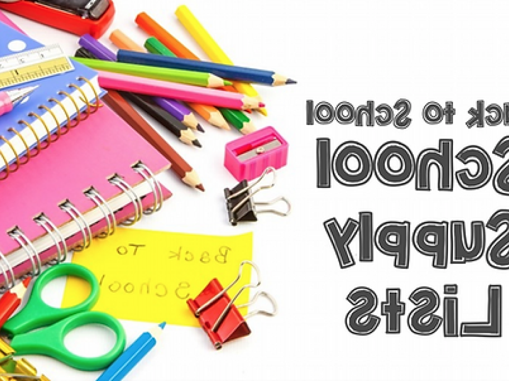 Colorful school supplies with Back to School School Supply Lists text