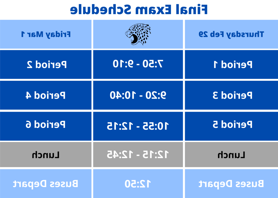 Final Exam Schedule Trimester Two 2